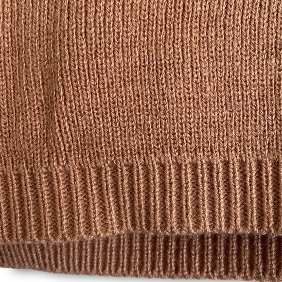 Y2K Varsity Double Striped Cropped Acrylic Sweater SIZE Large Brown & Wh… - Picture 9 of 11